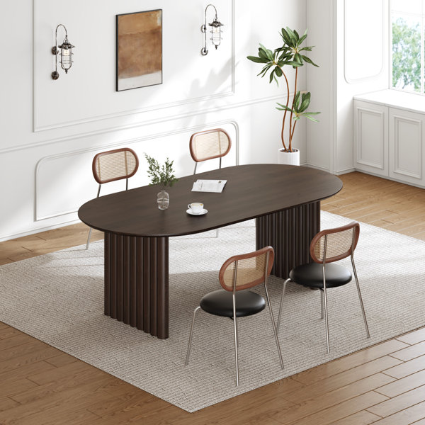 Latitude Run® 30"H Oval Wood Dining Table Double Pedestal Kitchen Table ...